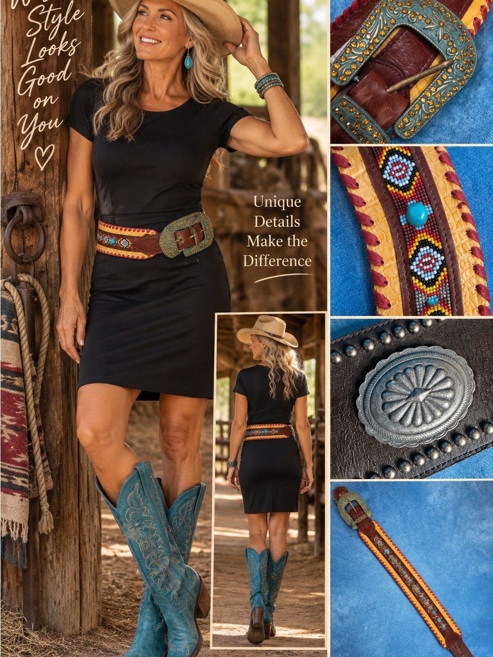 Cowgirl Belt: KurtMen Design Beaded & Whipstitched Showstopper